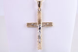 35 mm Long Two Tone Crucifix Necklace Together with 18 Inch Long Chain, Made from Solid Yellow Gold with High Polished Finish