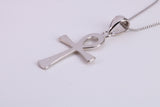 30 mm Long Ankh Cross Necklace, made from solid Sterling Silver, With 18 Inch Long Chain