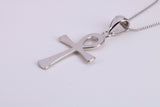 30 mm Long Ankh Cross Necklace, made from solid Sterling Silver, With 18 Inch Long Chain