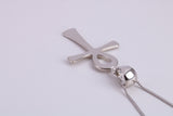 30 mm Long Ankh Cross Necklace, made from solid Sterling Silver, With 18 Inch Long Chain