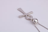 30 mm Long Ankh Cross Necklace, made from solid Sterling Silver, With 18 Inch Long Chain