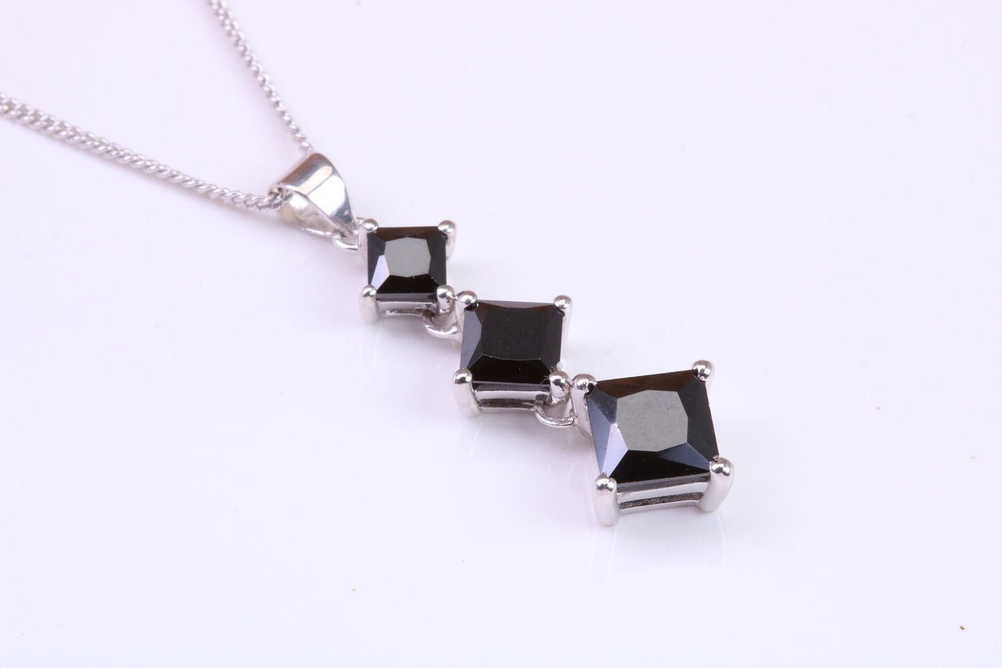 Black C Z set Necklace, made from solid Sterling Silver