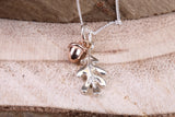 Acorn and Leaf Charm Necklace, made from solid Sterling Silver