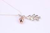 Acorn and Leaf Charm Necklace, made from solid Sterling Silver