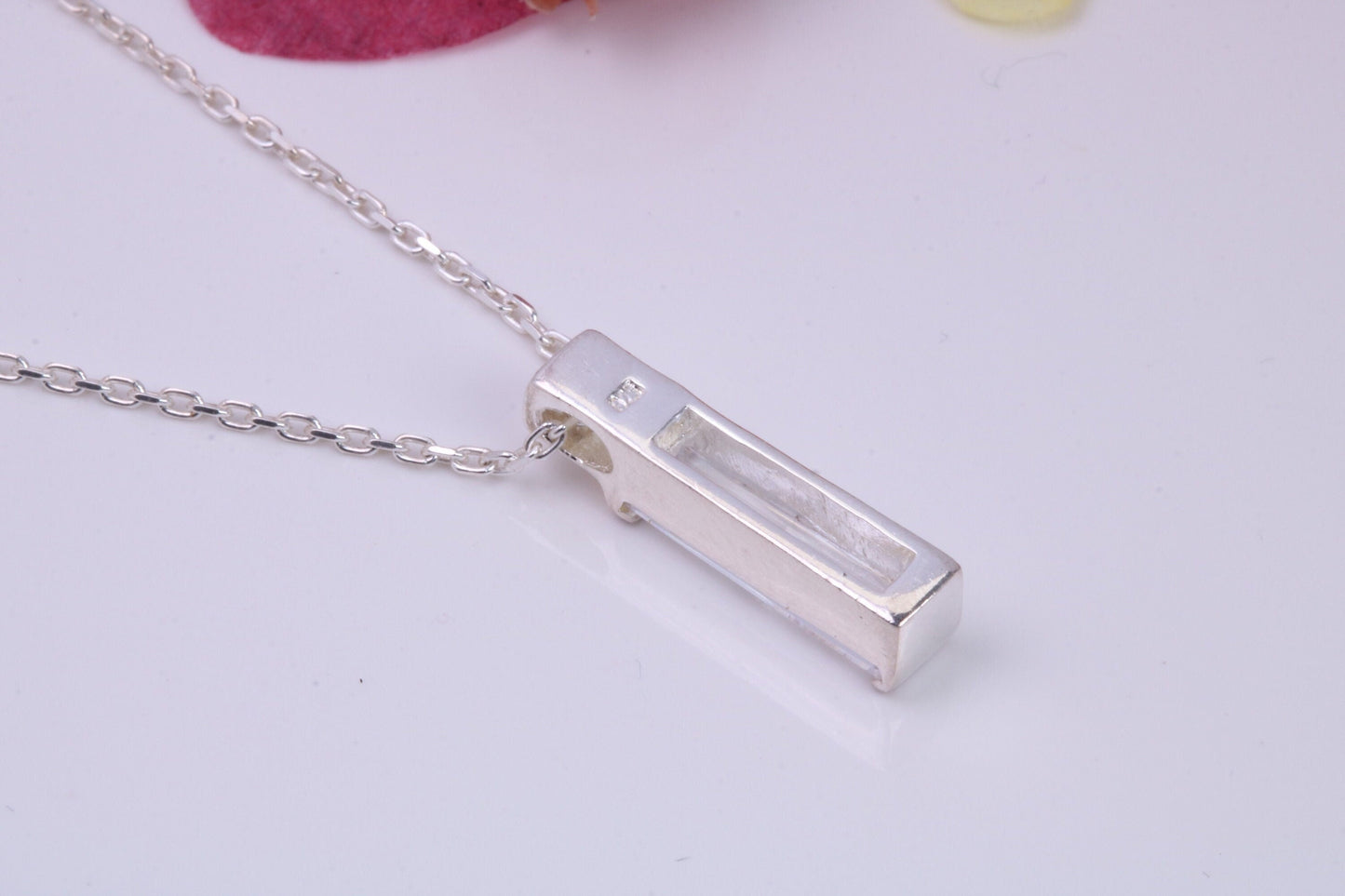 20 mm Long Baguette cut Cubic Zirconia set Necklace, Made from Solid Sterling Silver