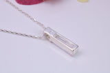 20 mm Long Baguette cut Cubic Zirconia set Necklace, Made from Solid Sterling Silver