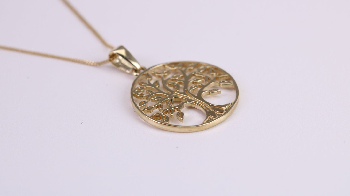 Tree of Live Necklace Together with 18 Inch Long Chain, Made from Solid Yellow Gold with High Polished Finish