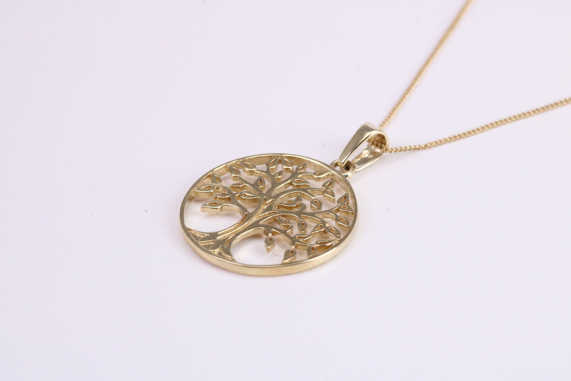 Tree of Live Necklace Together with 18 Inch Long Chain, Made from Solid Yellow Gold with High Polished Finish