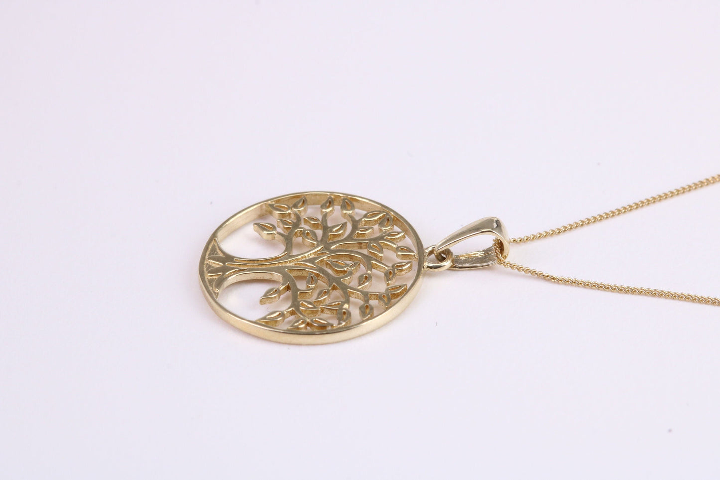 Tree of Live Necklace Together with 18 Inch Long Chain, Made from Solid Yellow Gold with High Polished Finish