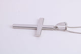 27 mm Long Cross Necklace Together with 18 Inch Long Chain, Made from Solid White Gold with High Polished Finish