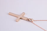 24 mm Long Rose Gold Cross Together with 18 Inch Long Chain, Made from Solid Rose Gold with High Polished Finish
