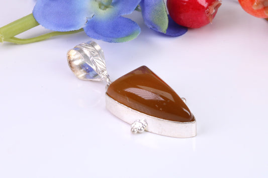 Large Brown Agate Necklace set in Sterling Sterling Silver