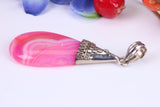 Large Pink Agate set Silver Pendant