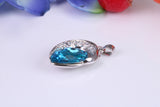 Sterling Silver with Real Blue Topaz and C Z set Pendant