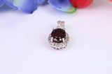 Sterling Silver Garnet and C Z set Pendant