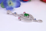 Large Dressy Sterling Silver C Z set Pendant