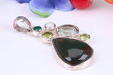 Multi Gemstones set Sterling Silver Pendant