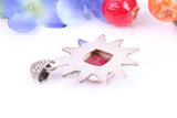 Real Ruby set Sun Necklace set in Sterling Silver