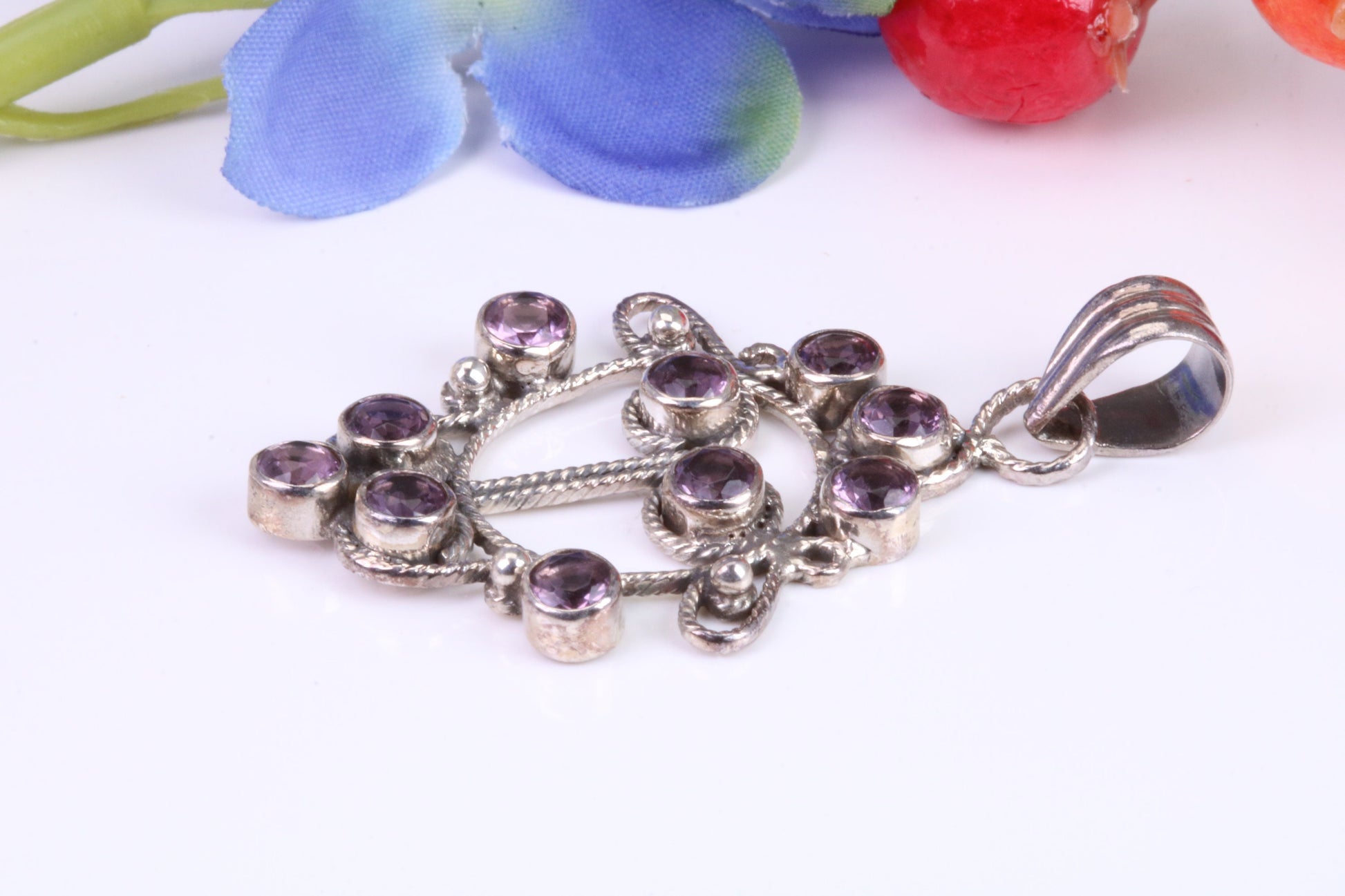 Sterling Silver Real Amethyst set Necklace