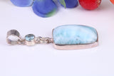 Blue Agate and Topaz Pendant in Sterling Silver