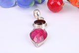 Real Ruby and Garnet Pendant set in Sterling Silver