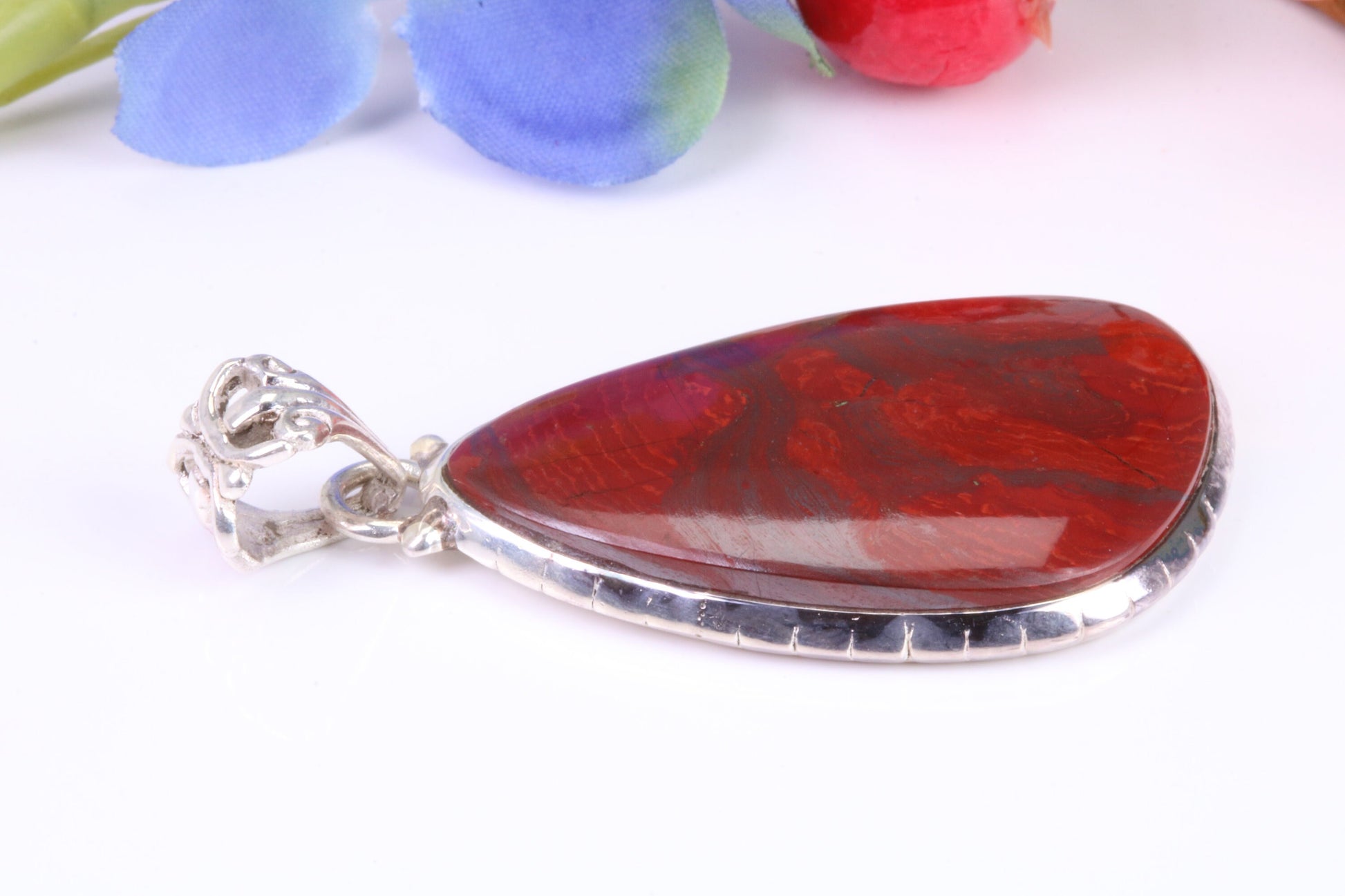 Large Red Jasper set Pendant set in Sterling Silver