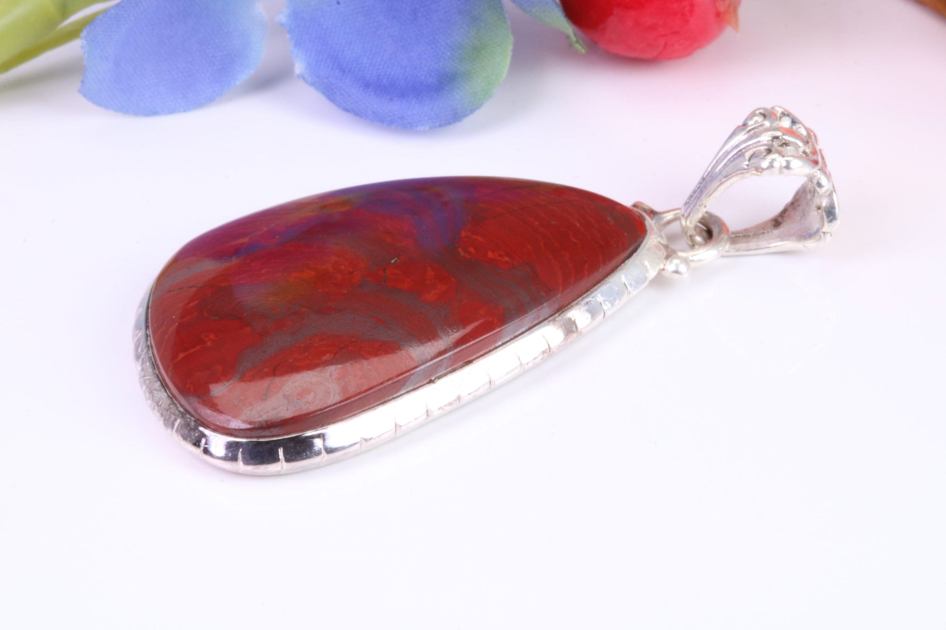 Large Red Jasper set Necklace set in Sterling Silver