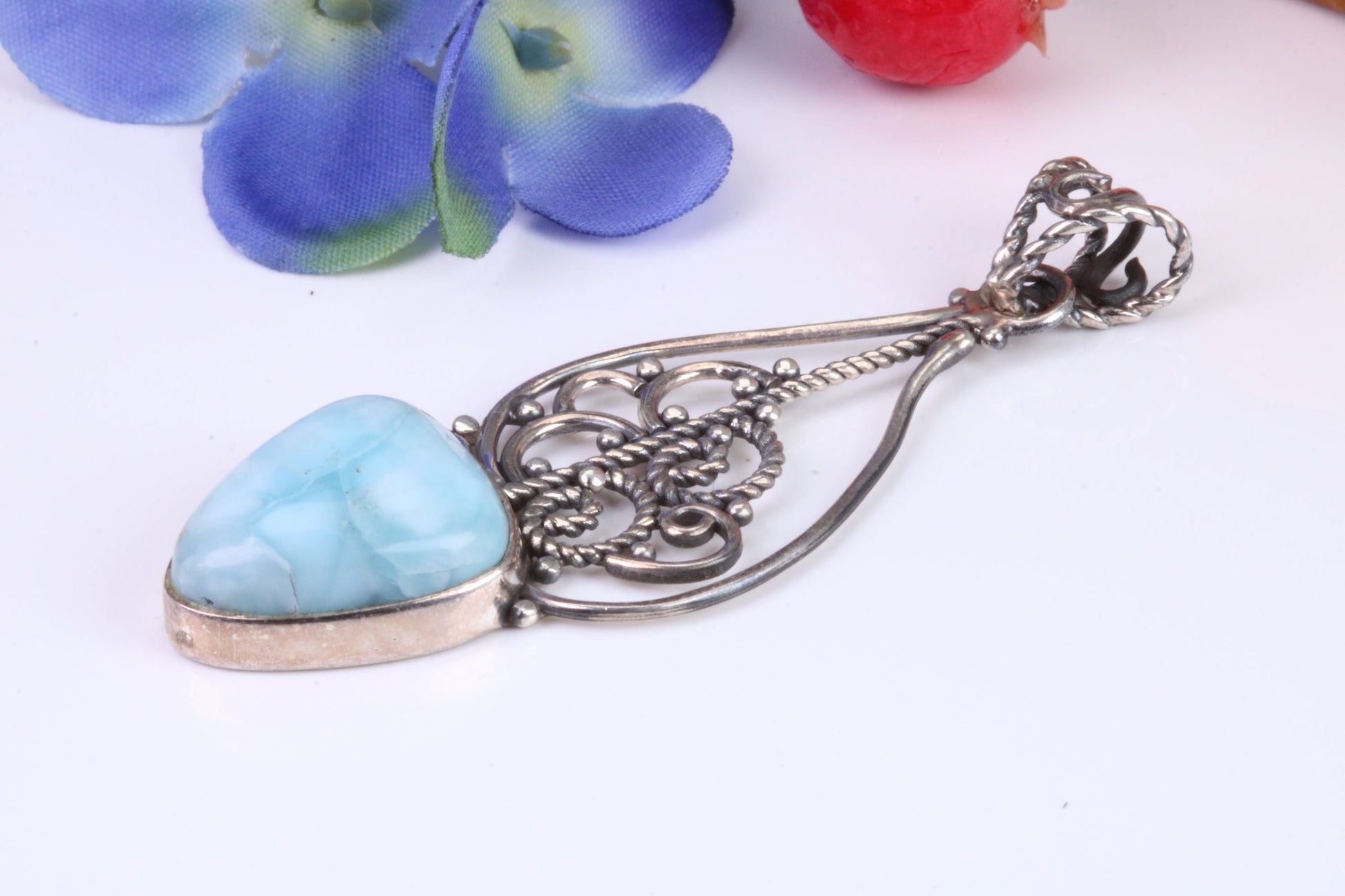 Sterling Silver Blue Agate Pendant