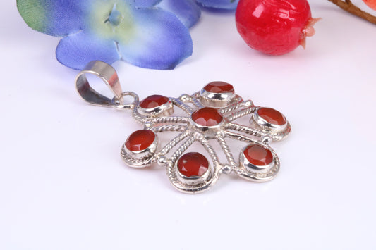 Real Ruby set Chakra Pendant set in Sterling Silver
