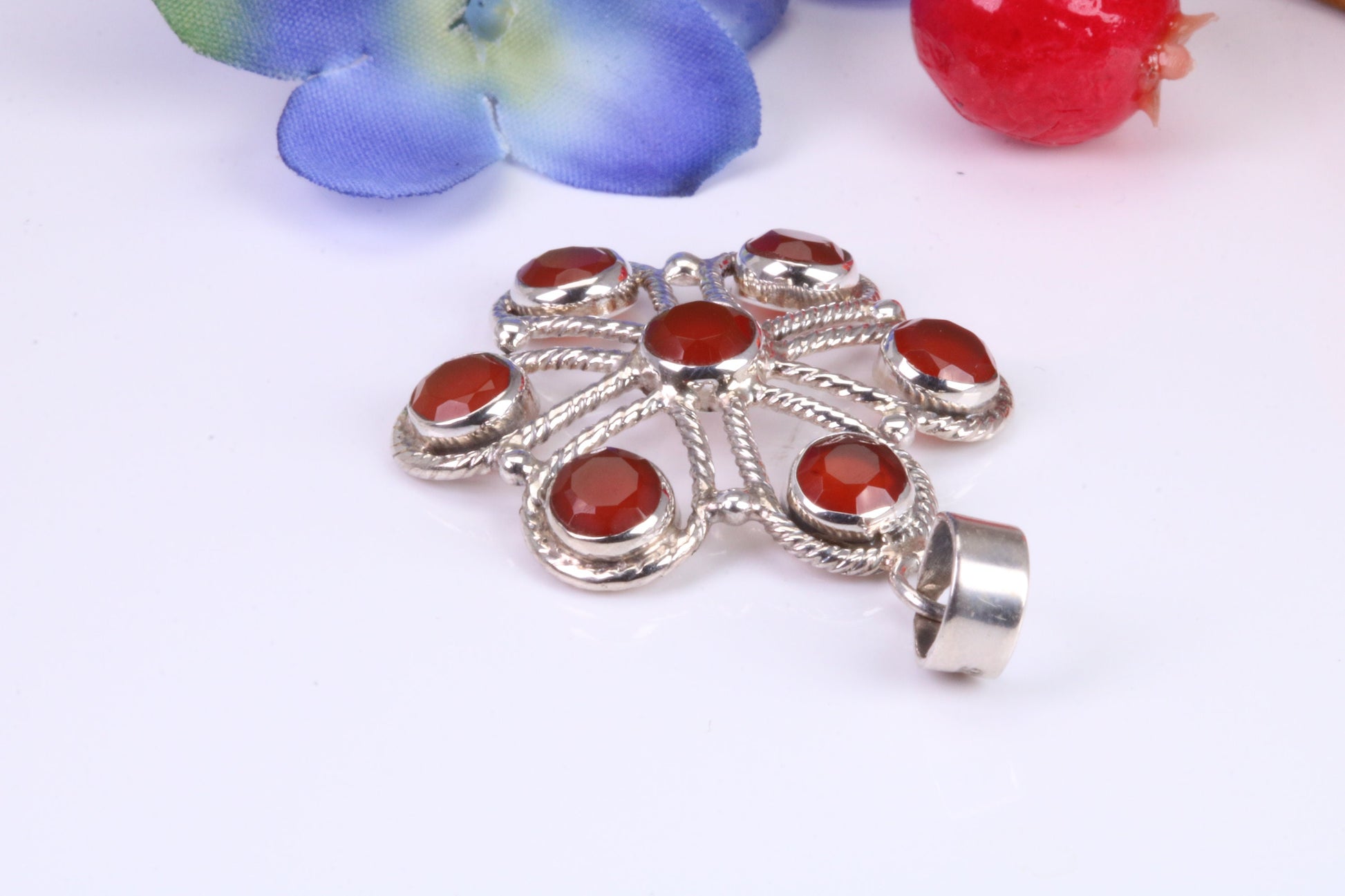 Real Ruby set Chakra Pendant set in Sterling Silver