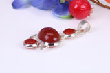 Dressy Sterling Silver Red Agate and C Z set Pendant