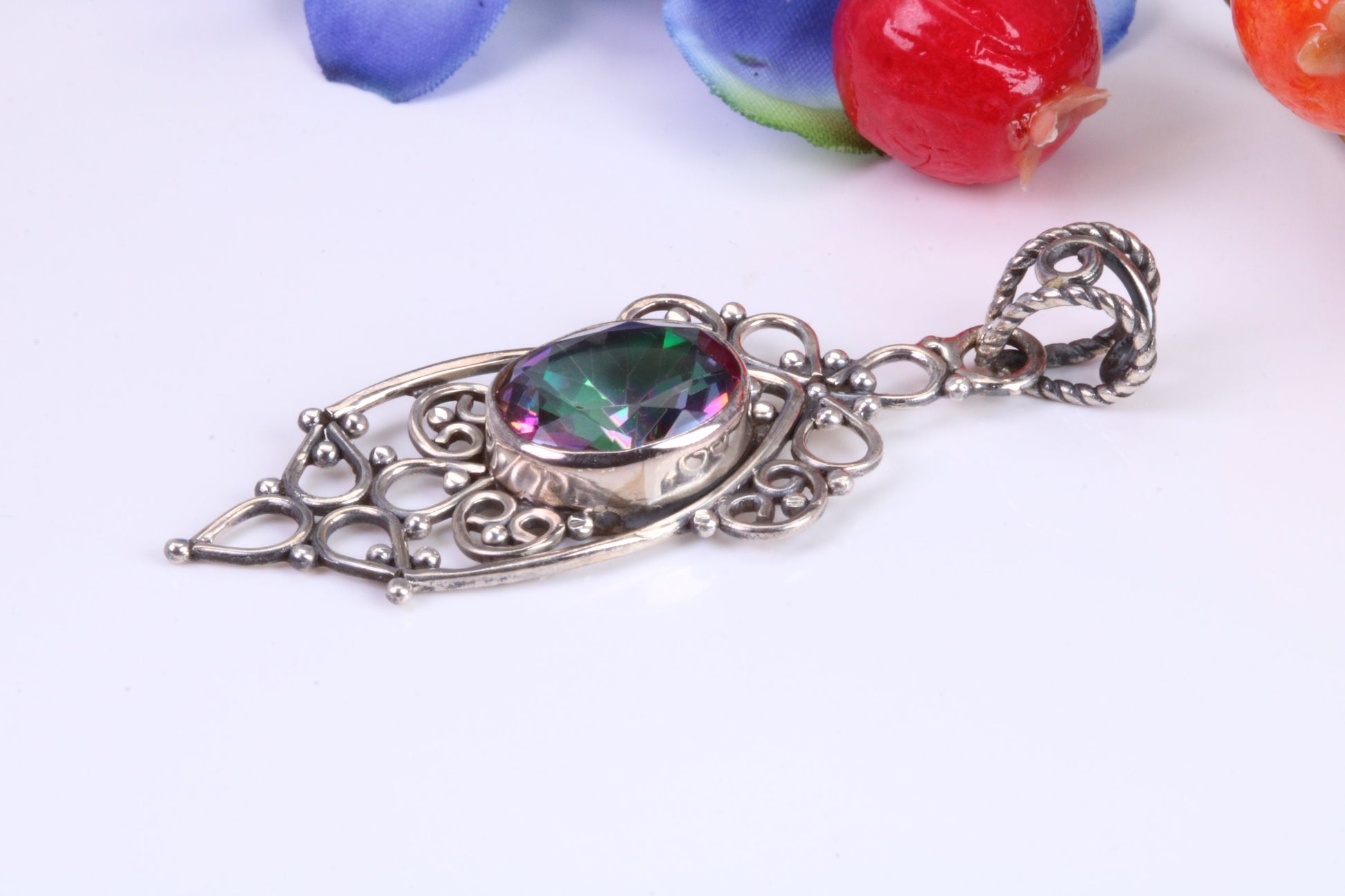 Sterling Silver Real Mystic Topaz Pendant