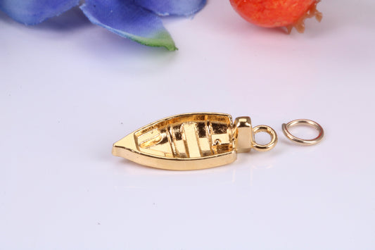 Dingy Boat Charm, Traditional Charm, Made from Solid Yellow Gold, British Hallmarked