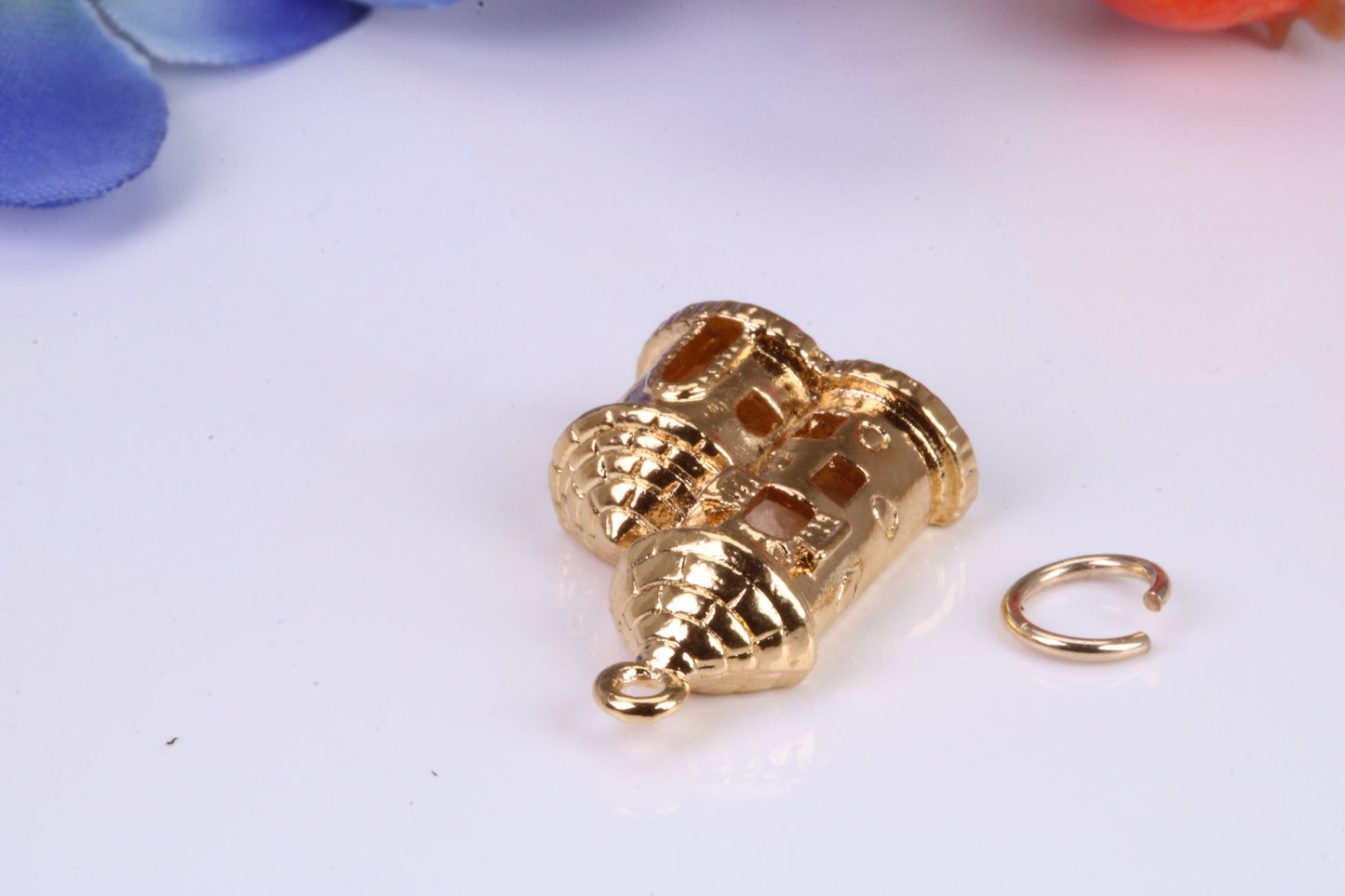 Castle Charm, Traditional Charm, Made from Solid Cast Yellow Gold, British Hallmarked