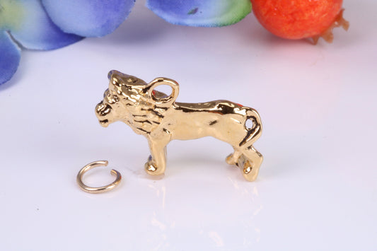 Lion Charm, Traditional Charm, Made from Solid Cast Yellow Gold, British Hallmarked