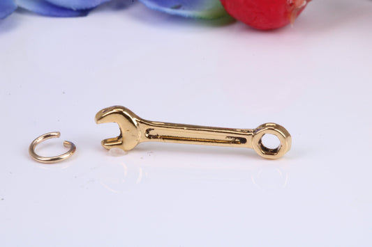 Spanner Charm, Traditional Charm, Made from Solid Cast Yellow Gold, British Hallmarked