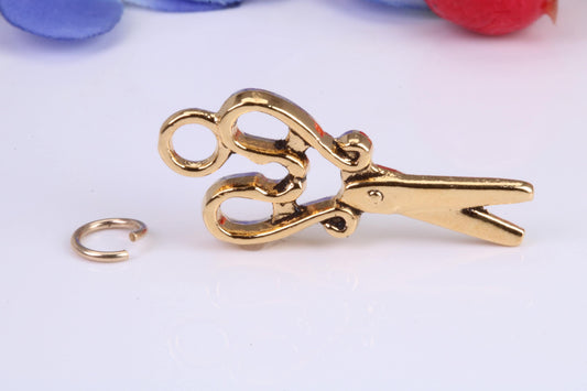 Scissor Charm, Traditional Charm, Made from Solid Cast Yellow Gold, British Hallmarked