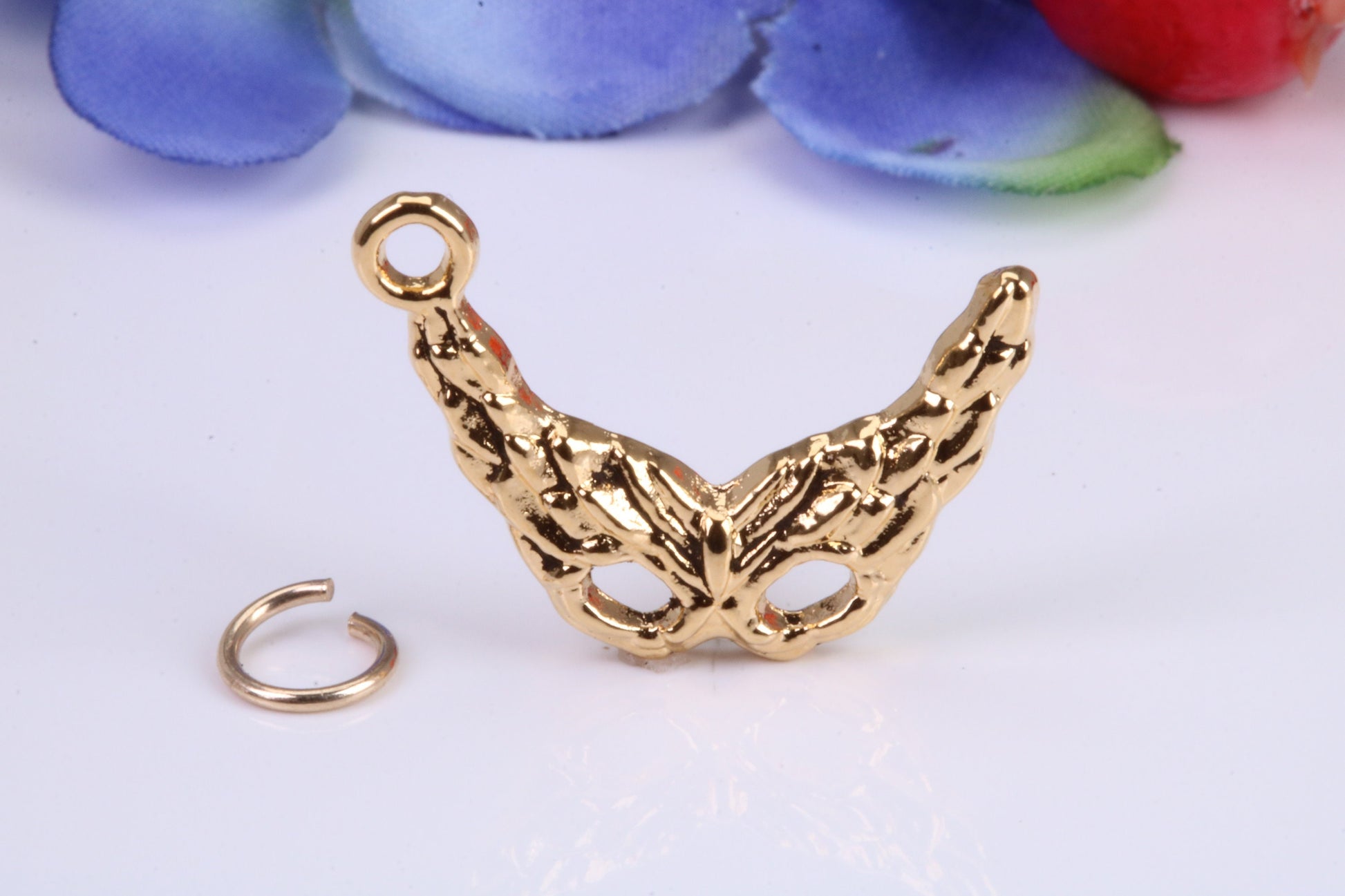 Pantomime Mask Charm, Traditional Charm, Made from Solid Cast Yellow Gold, British Hallmarked