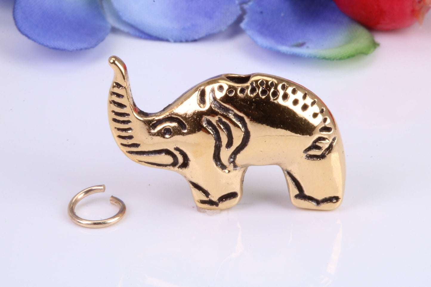 African Elephant Charm, Traditional Charm, Made from Solid Cast Yellow Gold, British Hallmarked