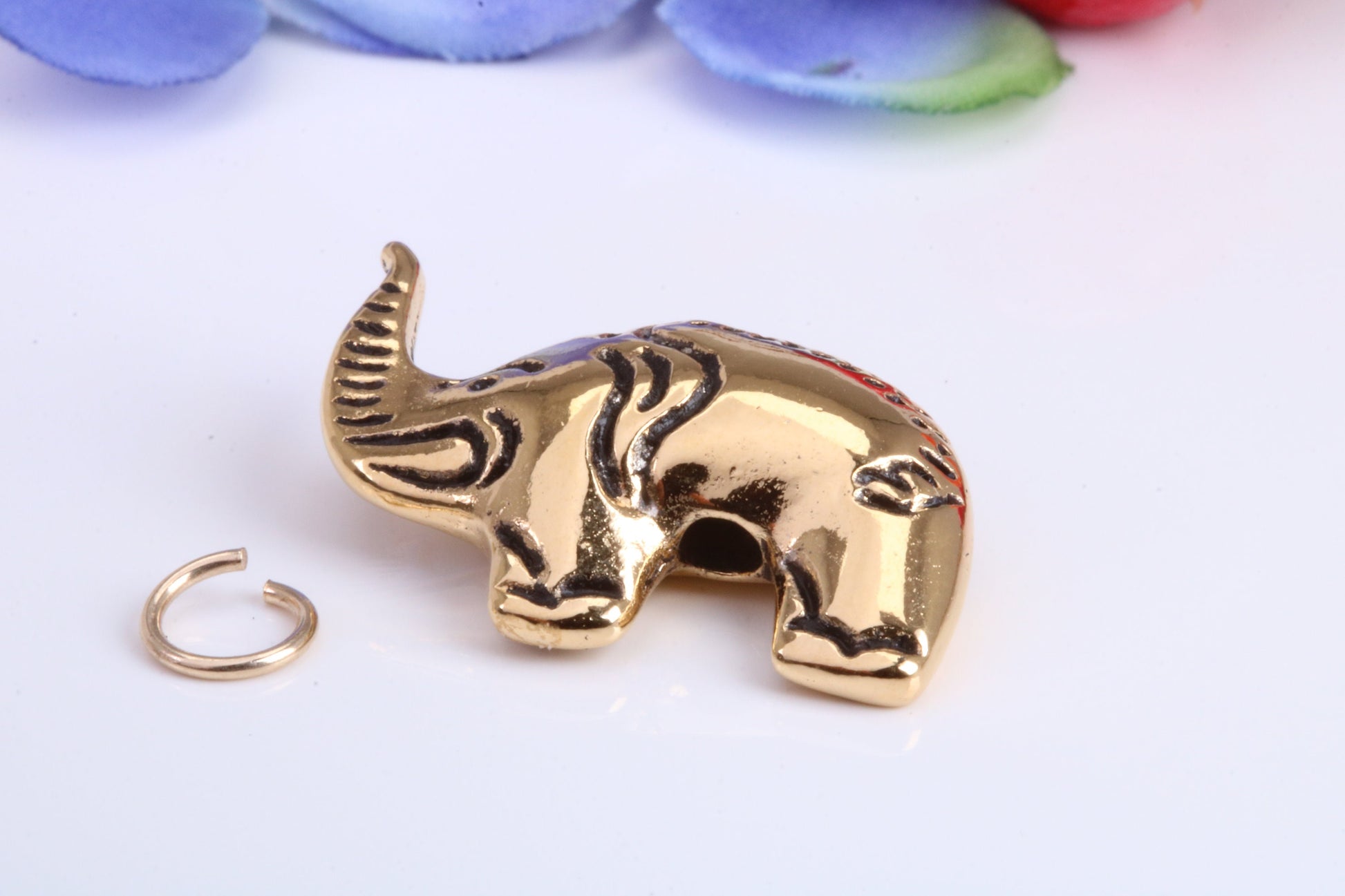 African Elephant Charm, Traditional Charm, Made from Solid Cast Yellow Gold, British Hallmarked