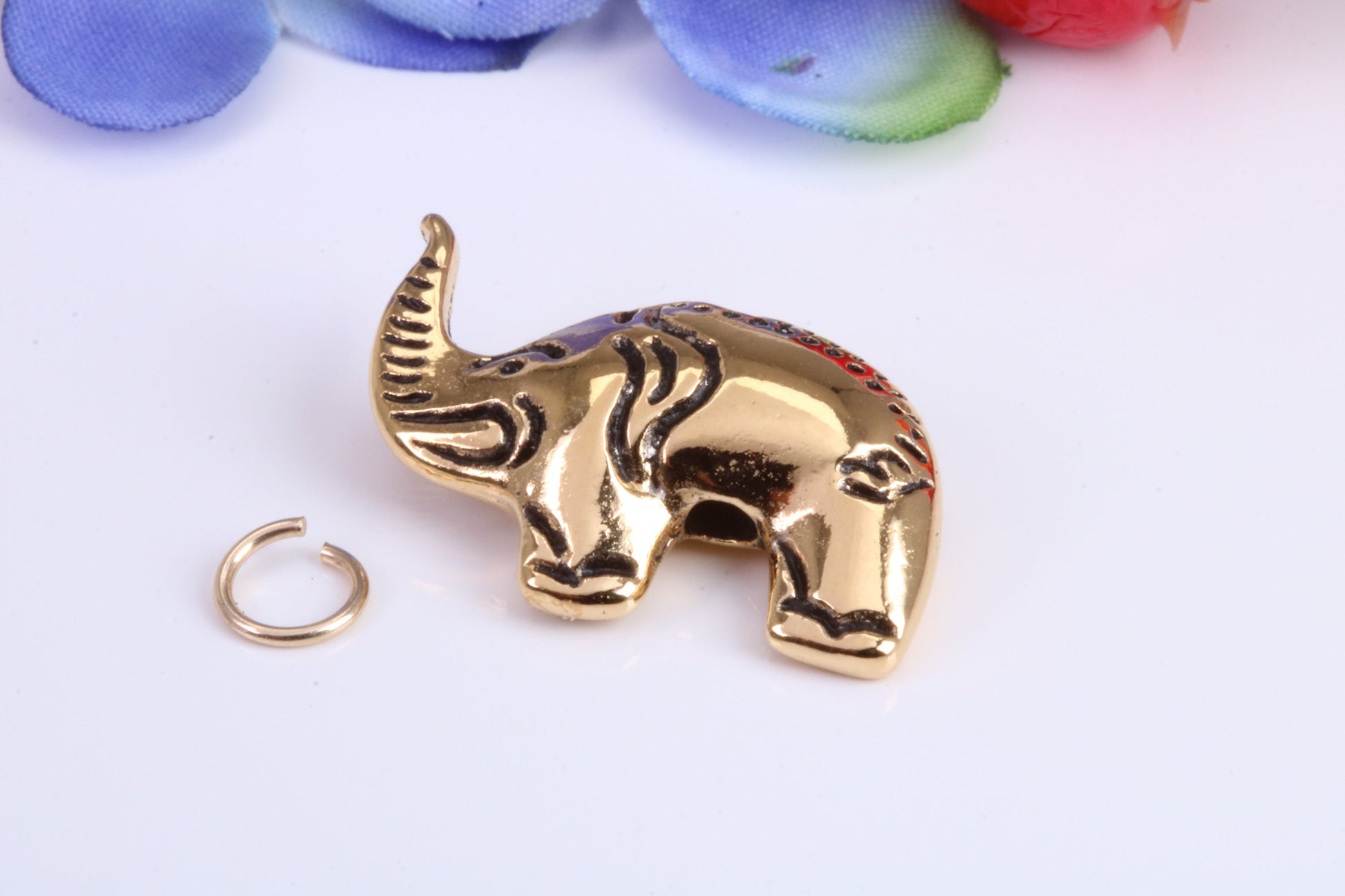 African Elephant Charm, Traditional Charm, Made from Solid Cast Yellow Gold, British Hallmarked