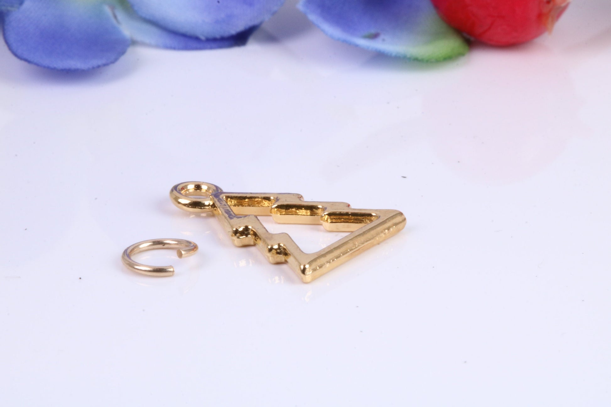 Christmas Tree Charm, Traditional Charm, Made from Solid Cast Yellow Gold, British Hallmarked