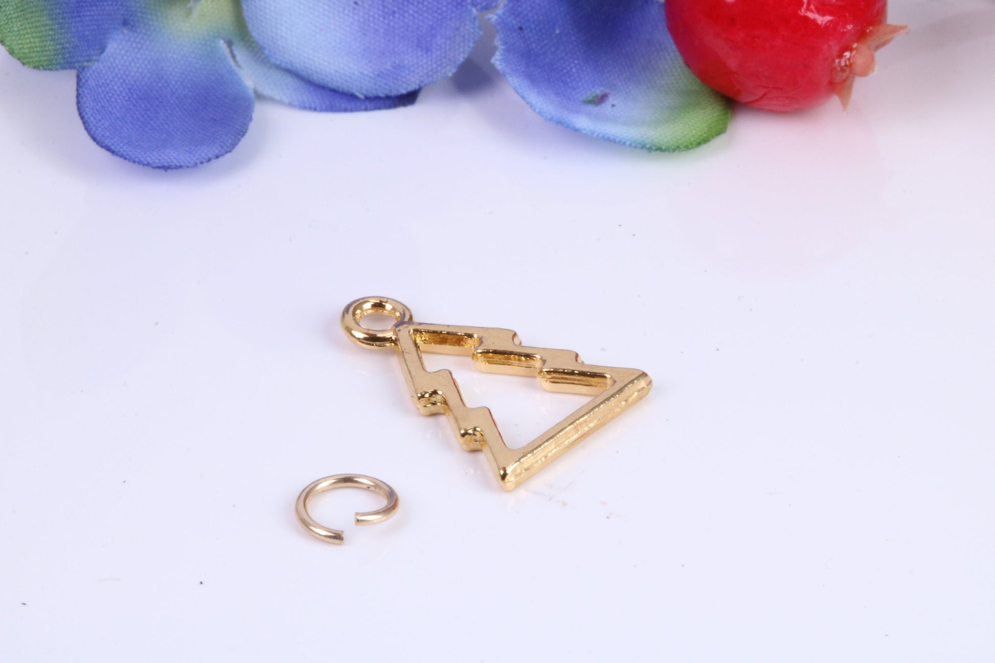 Christmas Tree Charm, Traditional Charm, Made from Solid Cast Yellow Gold, British Hallmarked