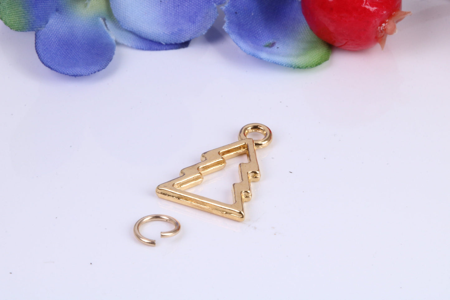 Christmas Tree Charm, Traditional Charm, Made from Solid Cast Yellow Gold, British Hallmarked