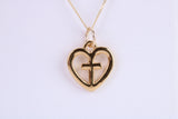Cross In Heart Necklace, Made from Solid Cast Yellow Gold, British Hallmarked