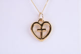 Cross In Heart Necklace, Made from Solid Cast Yellow Gold, British Hallmarked