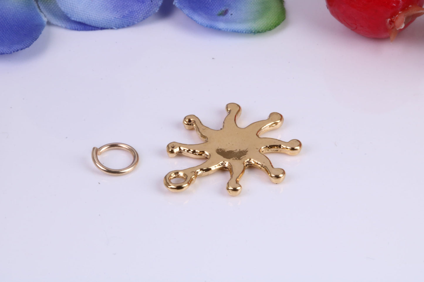 Sun Charm, Traditional Charm, Made from Solid Cast Yellow Gold, British Hallmarked