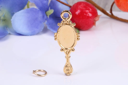 Vintage Mirror Charm, Traditional Charm, Made from Solid Cast Yellow Gold, British Hallmarked