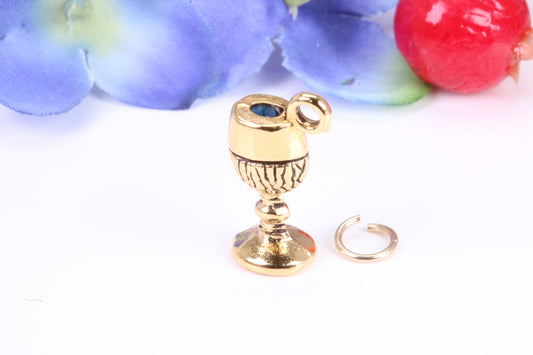 Wine Goblet Charm, Traditional Charm, Made from Solid Cast Yellow Gold, British Hallmarked