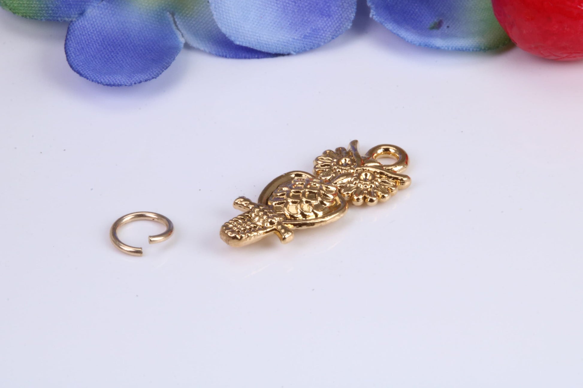 Owl Charm, Traditional Charm, Made from Solid Cast Yellow Gold, British Hallmarked